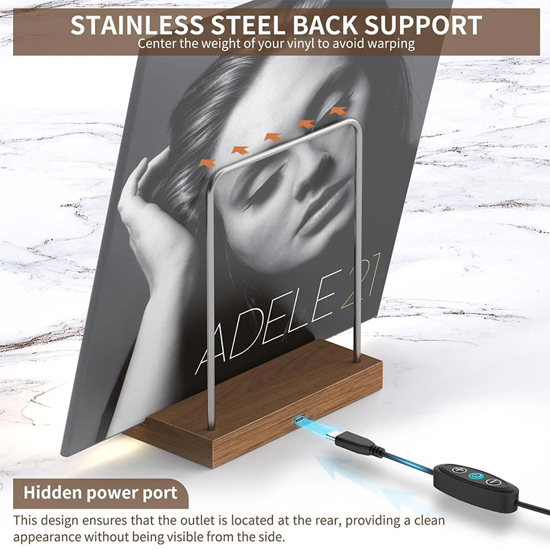 Wooden Vinyl Record Stand - Desktop Album Display Office Decor