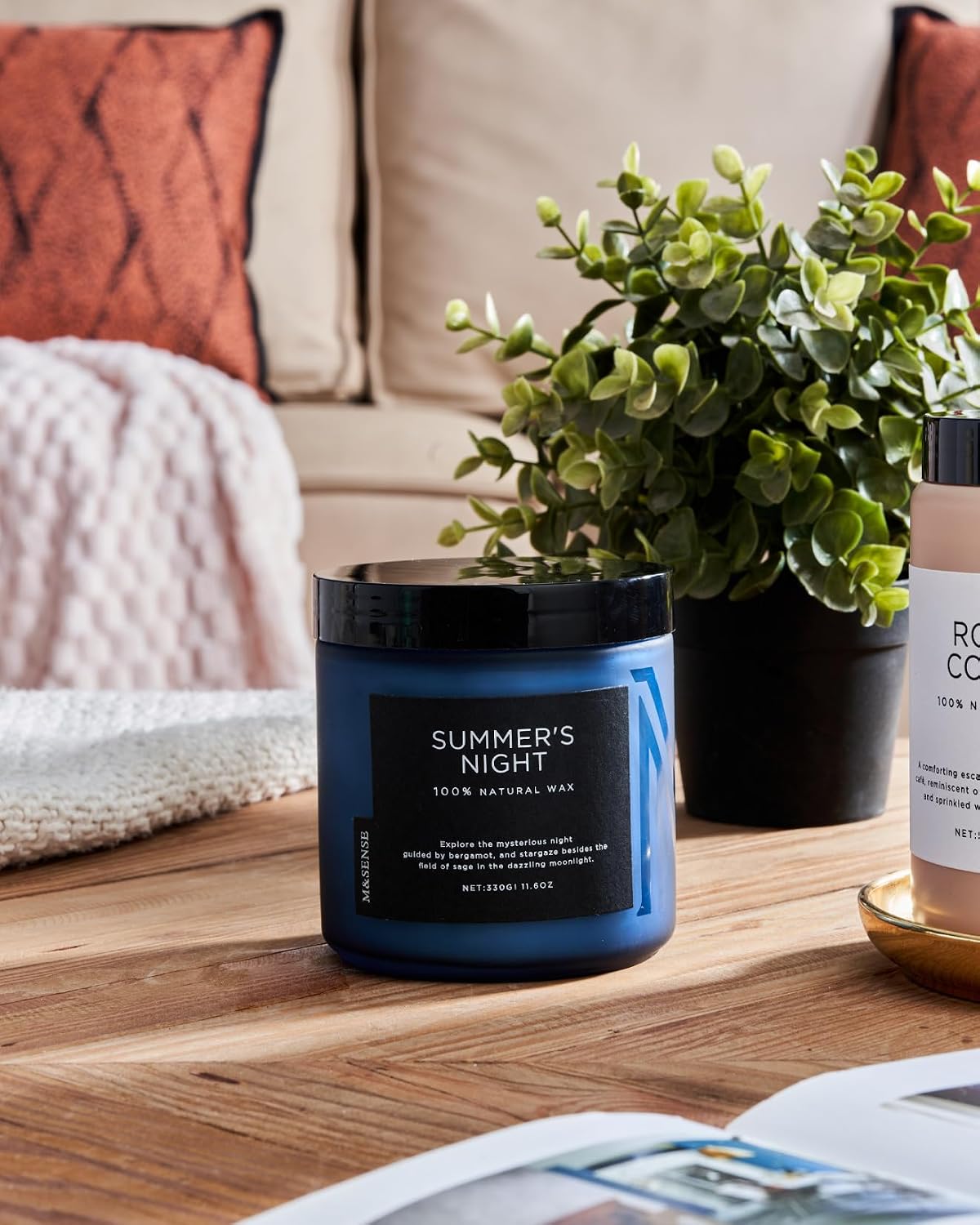 M&SENSE Summer's Night Home Scented Candles, 11.6oz Natural Soy Wax 70 Hrs | Long Lasting