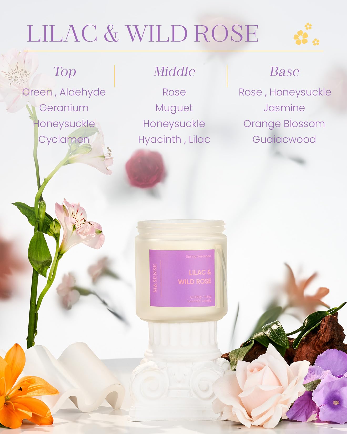 M&SENSE Summer's Night Home Scented Candles, 11.6oz Natural Soy Wax 70 Hrs | Long Lasting