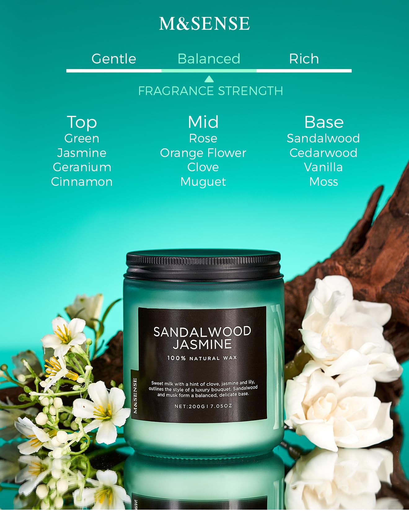 M&SENSE Summer's Night Home Scented Candles, 11.6oz Natural Soy Wax 70 Hrs | Long Lasting