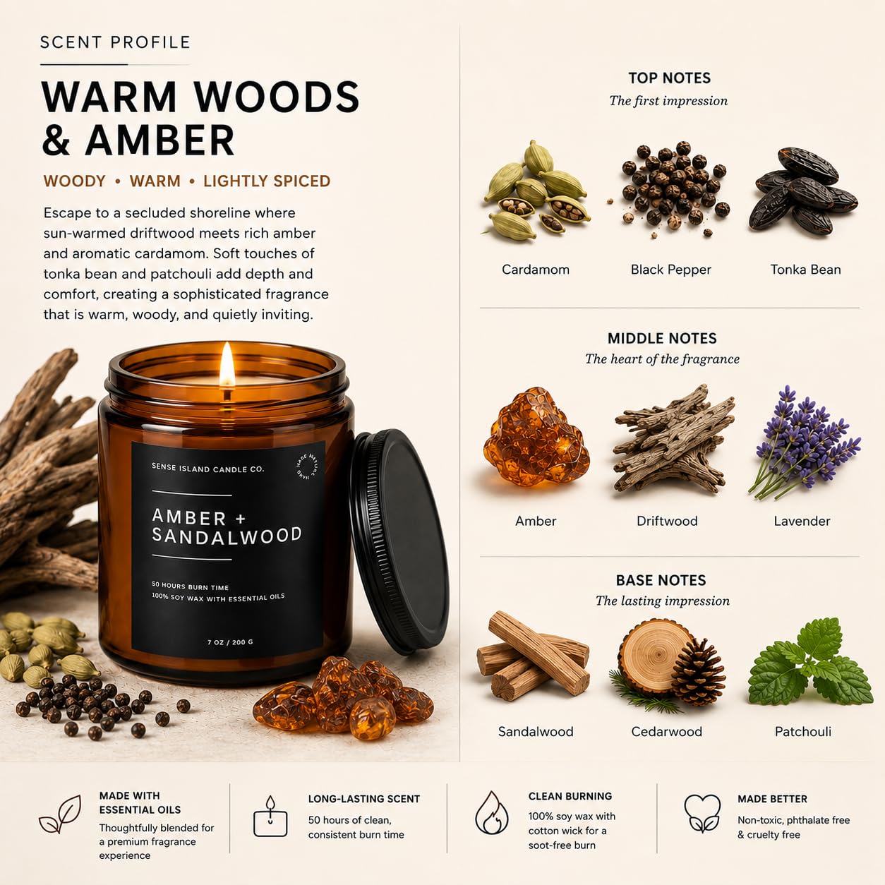 Teakwood Noir Mahogany Crackling Wood Wick Candle