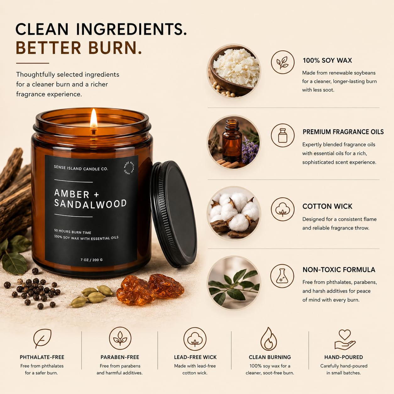Teakwood Noir Mahogany Crackling Wood Wick Candle