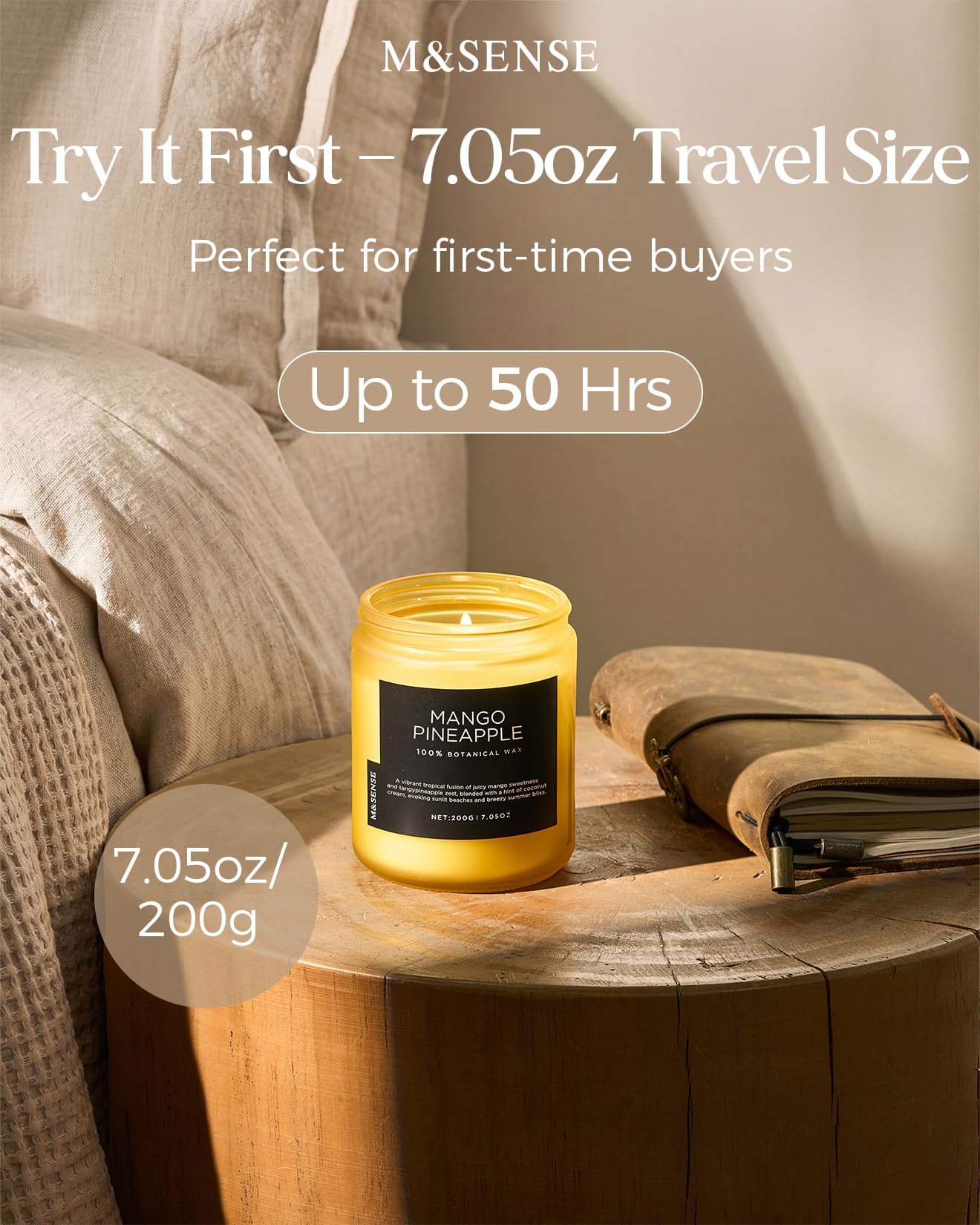 M&SENSE Summer's Night Home Scented Candles, 11.6oz Natural Soy Wax 70 Hrs | Long Lasting
