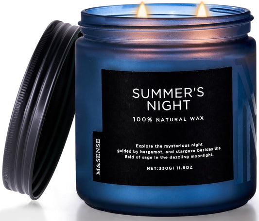 M&SENSE Summer's Night Home Scented Candles, 11.6oz Natural Soy Wax 70 Hrs | Long Lasting