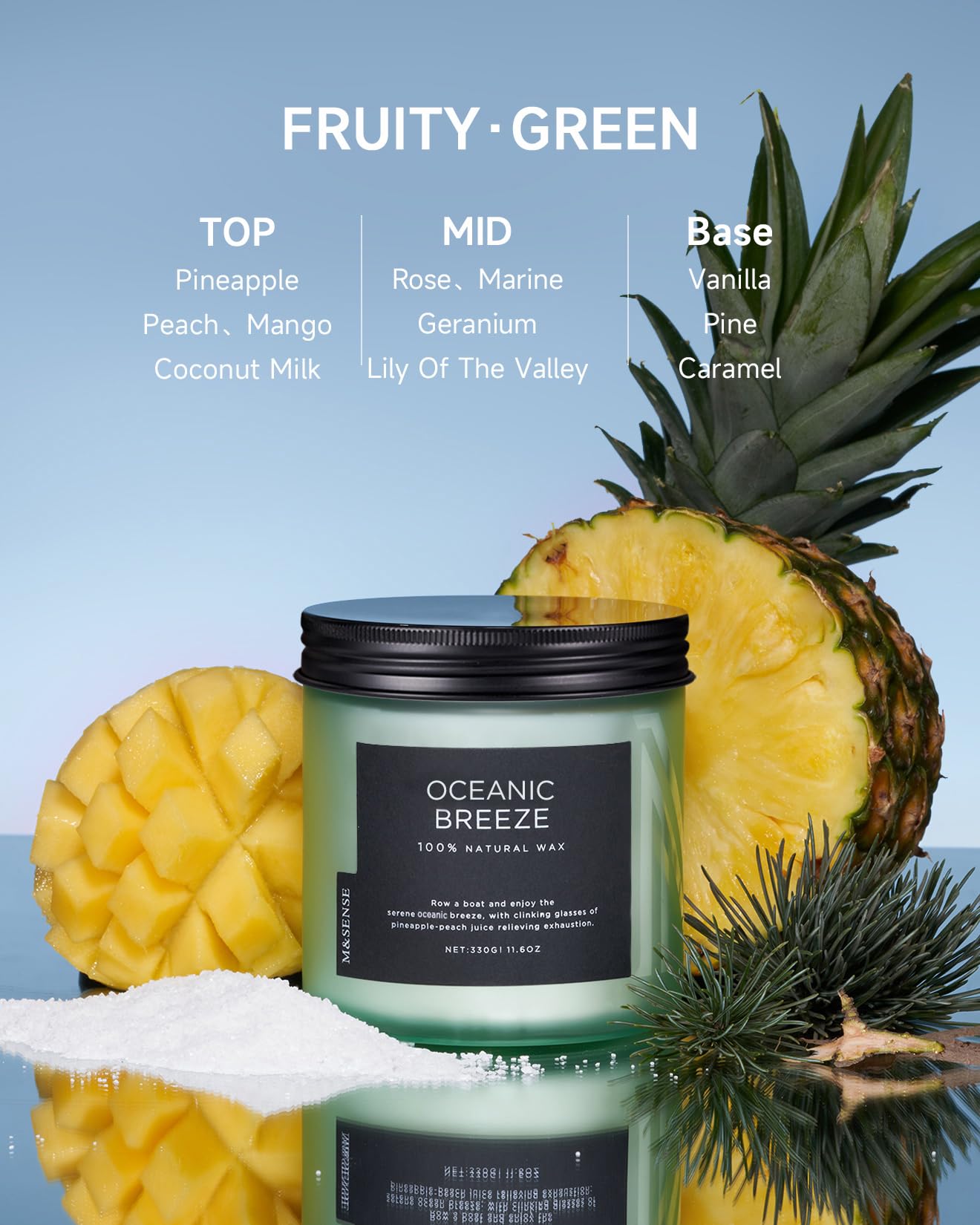 M&SENSE Summer's Night Home Scented Candles, 11.6oz Natural Soy Wax 70 Hrs | Long Lasting