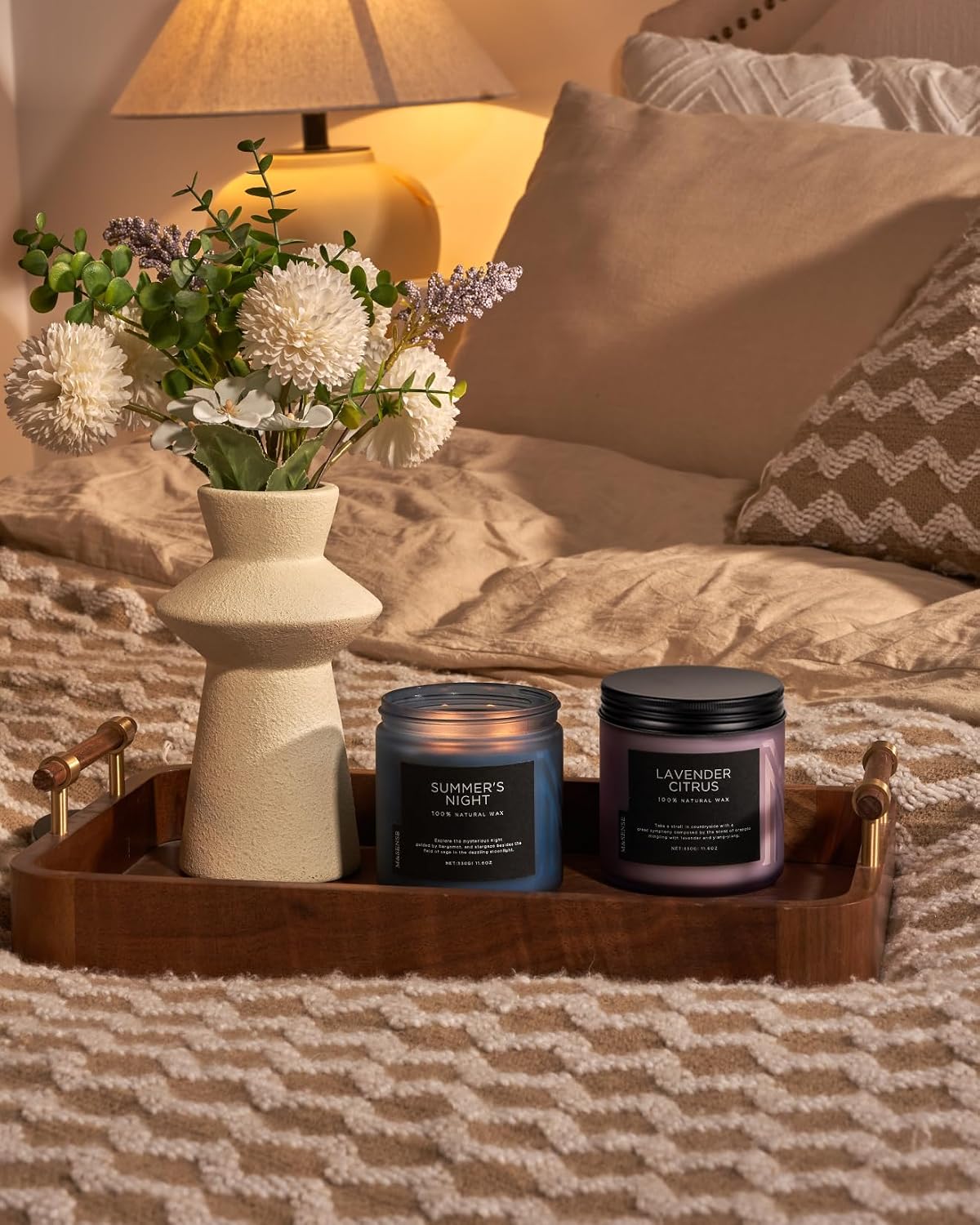 M&SENSE Summer's Night Home Scented Candles, 11.6oz Natural Soy Wax 70 Hrs | Long Lasting