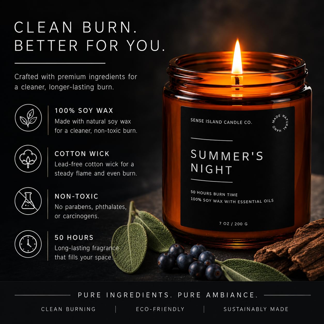 Teakwood Noir Mahogany Crackling Wood Wick Candle