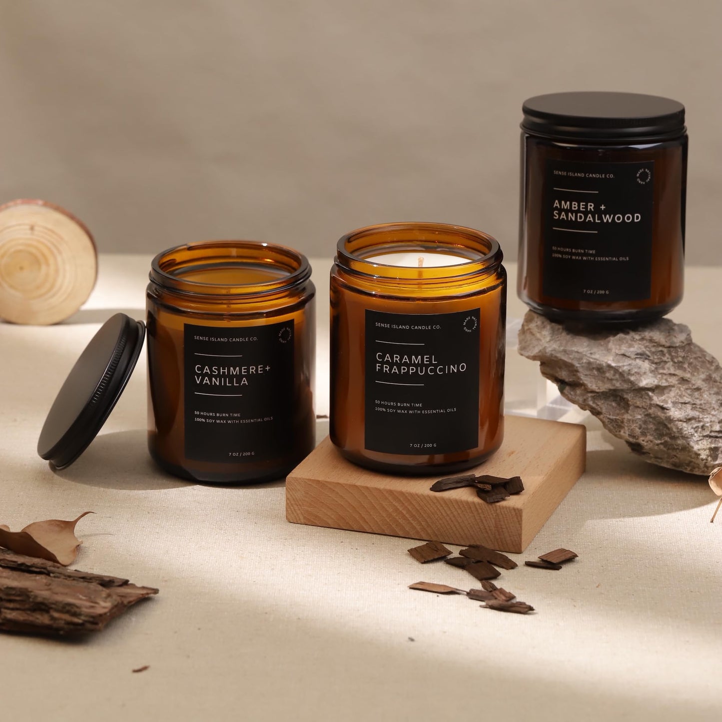 Teakwood Noir Mahogany Crackling Wood Wick Candle