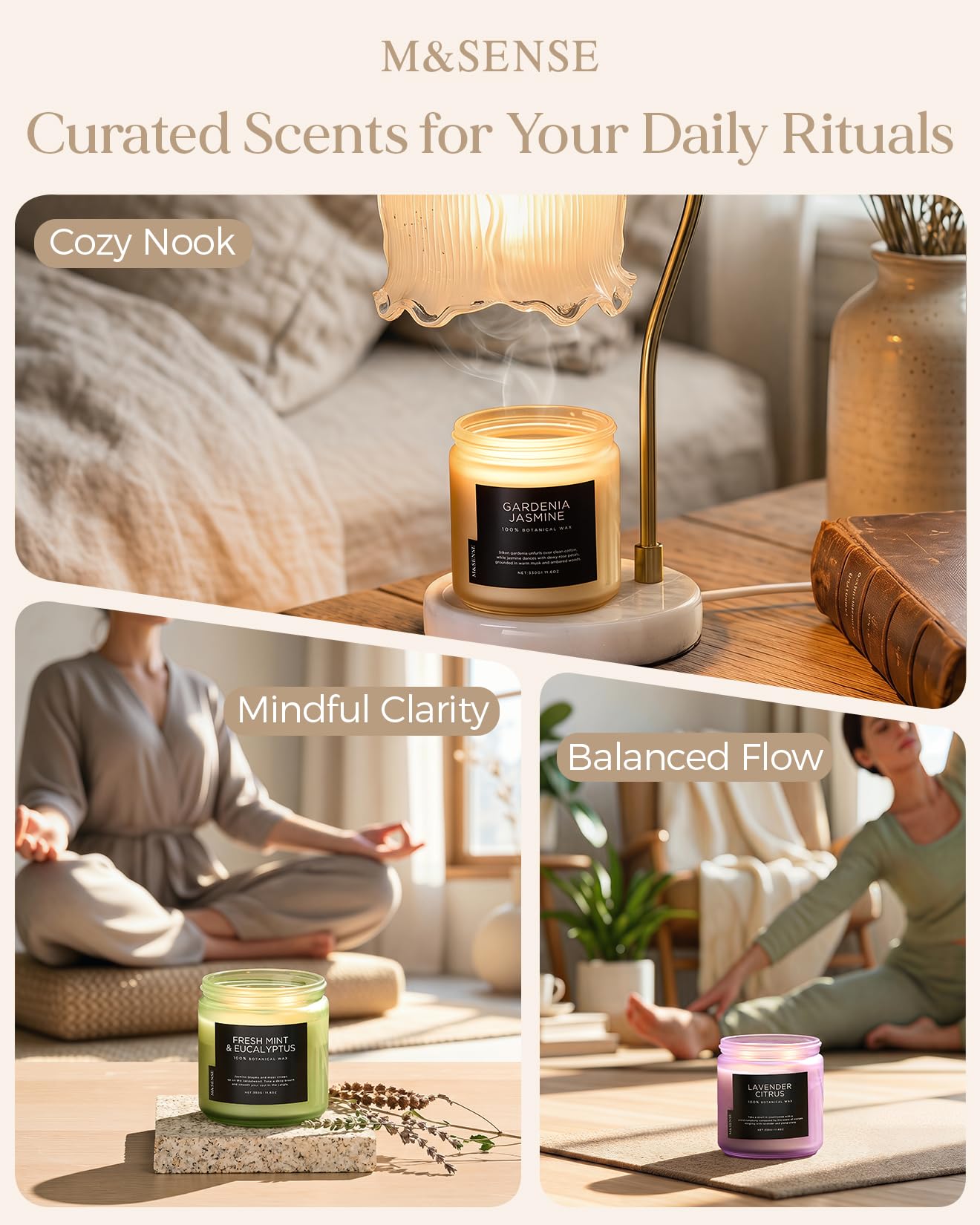 M&SENSE Summer's Night Home Scented Candles, 11.6oz Natural Soy Wax 70 Hrs | Long Lasting