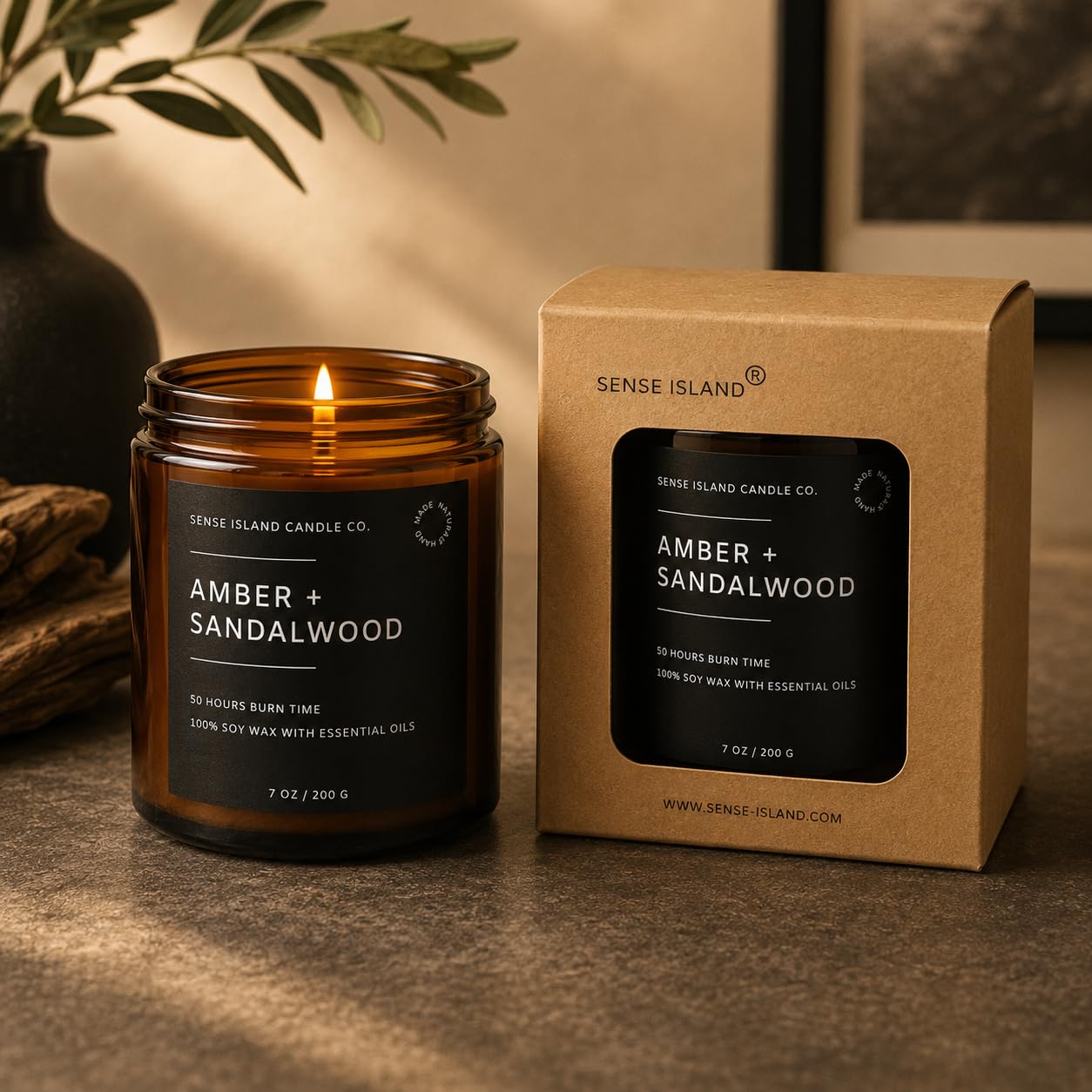 Teakwood Noir Mahogany Crackling Wood Wick Candle