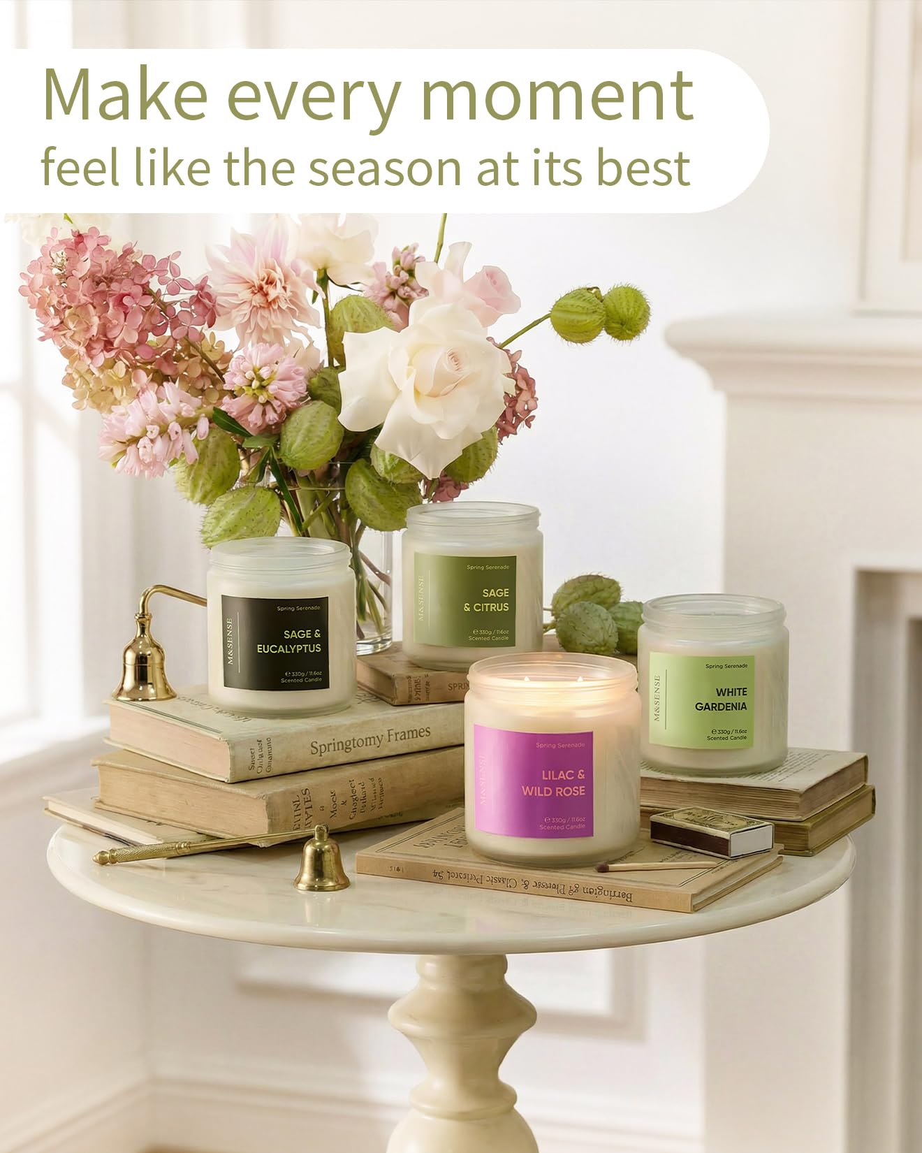 M&SENSE Summer's Night Home Scented Candles, 11.6oz Natural Soy Wax 70 Hrs | Long Lasting