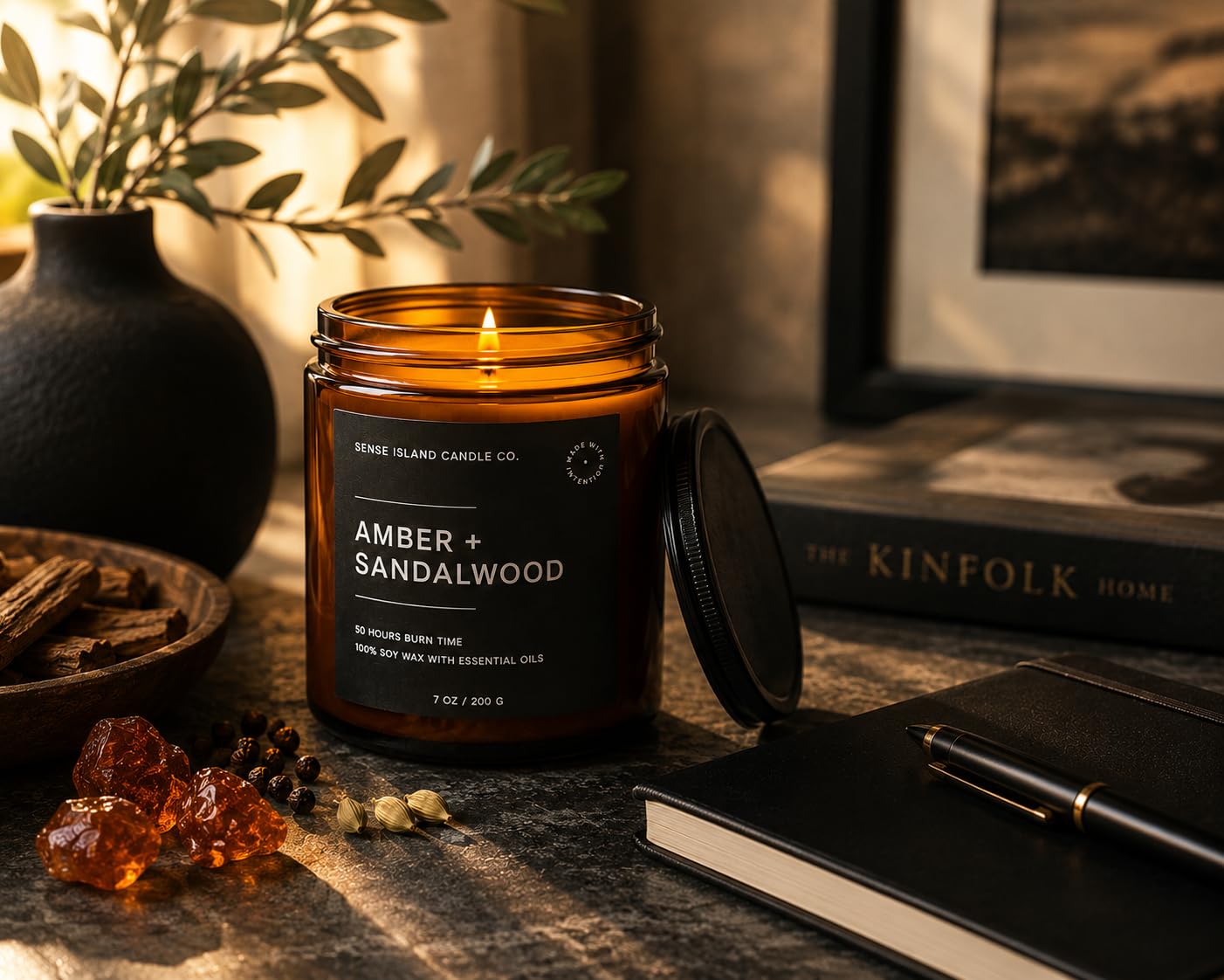 Teakwood Noir Mahogany Crackling Wood Wick Candle
