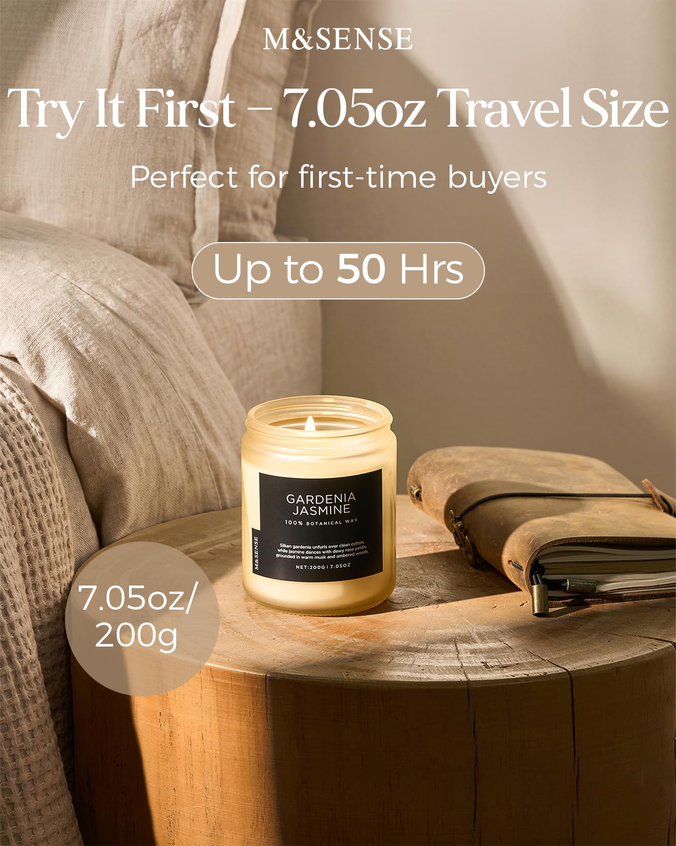 M&SENSE Summer's Night Home Scented Candles, 11.6oz Natural Soy Wax 70 Hrs | Long Lasting