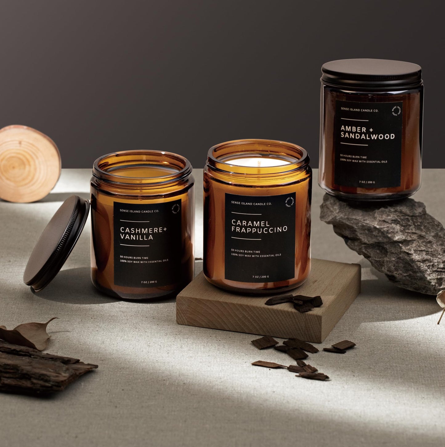 Teakwood Noir Mahogany Crackling Wood Wick Candle
