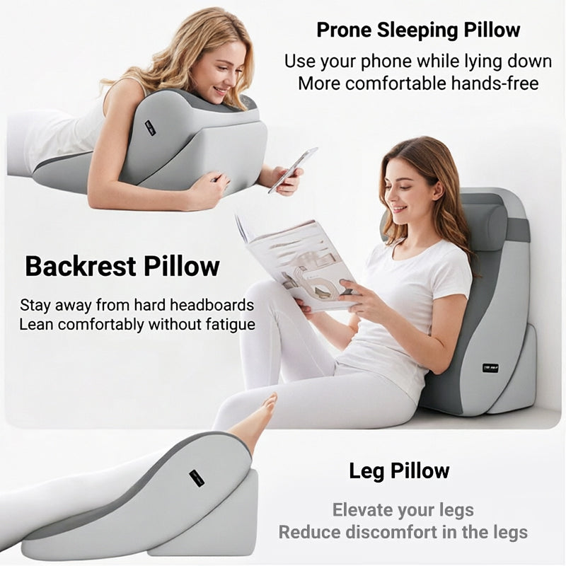 Large Memory Foam Reading Pillow - Adjustable Bed Backrest for Relaxation